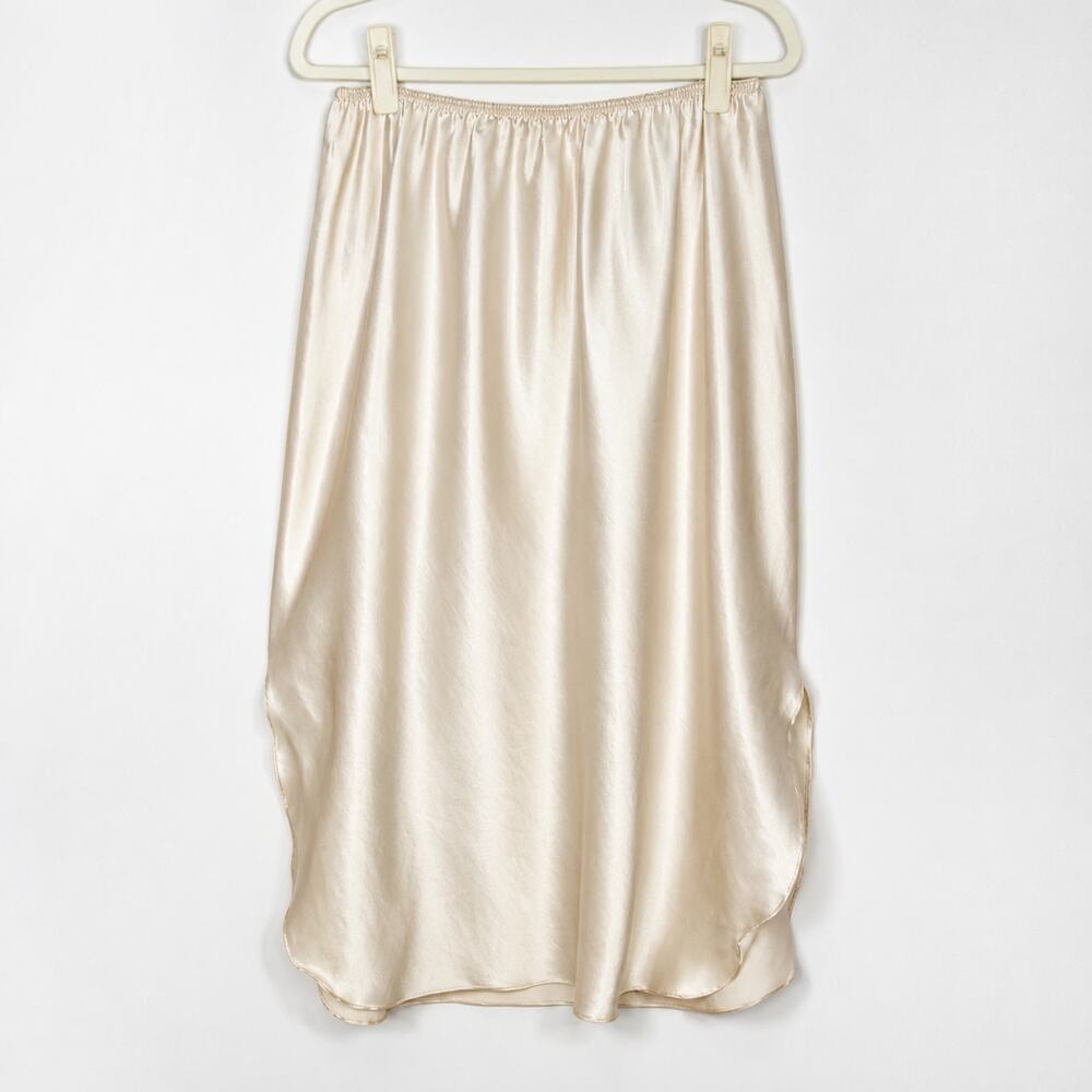 Vintage Perfectform Satin Slip Skirt Quiet Luxury Cream Midi 2X